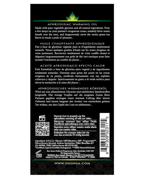 Shunga Organica Calentamiento Aceite Té Verde 3.5 fl oz